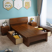 实木床单人床1.2米橡木床1.35小户型小床1.5/1.8m气压高箱储物床
