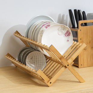 楠竹沥水架厨房双层菜盘子，收纳架晾放碗架沥干架，竹制通风置物架子