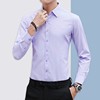 浅紫色男士衬衫长袖春季薄款村子商务工装大码抗皱西装衬衣上班土