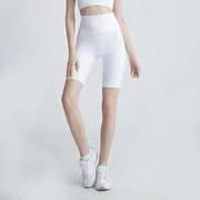 g高端瑜伽紧身短裤女白色，速干健身五分裤带，兜网球运动打底三分裤