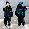 男童套装加绒加厚2023秋冬季中大儿童，男孩洋气卫衣三件套韩版