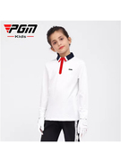 PGM儿童高尔夫衣服女童长袖有领T恤衫青少年服装夏秋季学院风童装