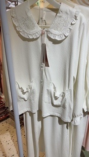 安杜拉睡衣2023春针织，棉女式长袖套装休闲可爱家居服白色系列