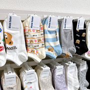 韩国进口袜子女东大门vividcolor可爱小熊卡通袜浅口矮腰棉质短袜