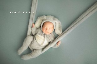 KD主题兔年新生儿婴儿满月宝宝摄影道具拍照衣服背景毯子z318