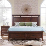 美式乡村轻奢实木双人1.8米床，卧室简约家具大床带抽屉1.5米实木床