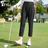 高尔夫球裤子女士高腰直筒哈伦九分长裤黑色显瘦复古百搭休闲运动