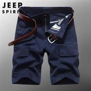 jeep吉普男士休闲短裤，男五分裤夏季外穿裤子，宽松多口袋工装裤