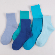 克莱因蓝袜子夏季袜子女短袜低帮棉袜ins潮中筒袜简约纯色蓝色袜