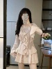 ms甜末末 DU家设计早春显瘦奶乖粉色衬衫独特上衣短裙两件套装女