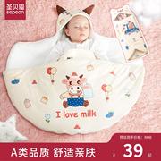 婴儿抱被春秋加厚款新生宝宝，用品外出包裹被防惊跳睡袋两用