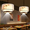 新中式仿古中国风茶楼餐厅阳台，火锅店包间过道，走廊中国风羊皮吊灯