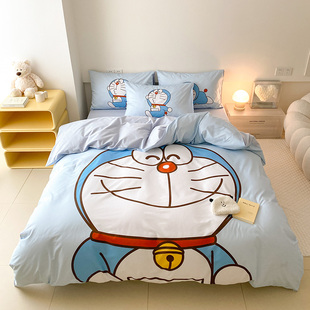 正版哆啦a梦儿童，纯棉四件套男孩100全棉，卡通可爱床单被套床上用品