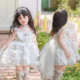 kw家24夏洛丽塔女童，公主裙花嫁蛋糕，裙生日连衣裙白色儿童婚纱礼服