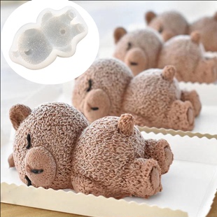 瞌睡熊模具硅胶趴趴巧克力翻糖生日蛋糕布丁慕斯装饰插牌烘焙工具