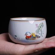 景德镇陶瓷主人杯纯手工手绘鸳鸯品茶杯陶瓷官窑品茗杯对杯罗汉杯
