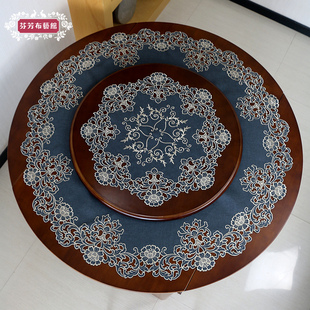 大圆桌布布艺欧式美式中式圆形，刺绣花茶几盖巾台布家用镂空餐桌垫