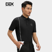 dexgolf韩国高尔夫男士短袖t恤1010春夏，透气网眼条纹速干翻领半袖