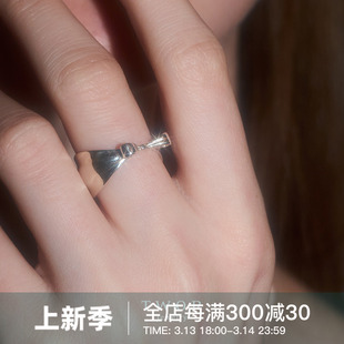 TWOR/原创设计S925银细腰线蝴蝶结戒指叠戴高级感精致简约指环女