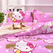 猫咪儿童卡通纯棉斜纹单双人床单舒适全棉印花单件被罩被套四件套