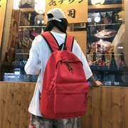 简约百搭双肩包红色(包红色，)大容量大学生时尚书包，女韩版高中背包男旅行包