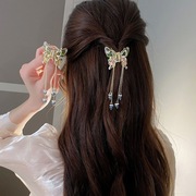 珍珠花朵蝴蝶流苏发夹时尚夏季感抓夹后脑勺设计感盘发发饰女