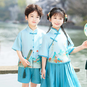 民国风六一儿童古典演出服夏季小学生中国风大合唱男女童朗诵班服