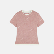 马卡龙(马卡龙)t莱赛尔+羊毛，纯色休闲时尚假两件百搭打底女款短袖t恤