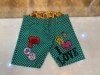 mijello2024夏款亲子jam卡，通波点绿色，贴布刺绣双腰儿童熊猫七分裤