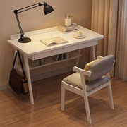 实木书桌白色简约现代家用卧室，写字桌北欧简易ins台式成人电脑桌