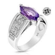 virjewels2.50克拉紫色，紫水晶戒指，.925纯银榄尖形14x7毫米