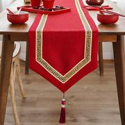 纯色桌旗红色结婚婚礼装饰喜庆电视柜餐桌布新中式喜字茶几桌布