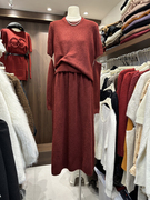 冬季韩版宽松搭配袖套套头毛衣，+时尚韩国东大门针织半裙套装