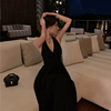 马尔代夫沙滩裙巴厘岛海边度假显瘦长裙性感露背小黑裙连衣裙超仙