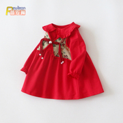 中国风女童宝宝连衣裙子红色婴儿新年衣服装纯棉幼儿春装1岁2春季