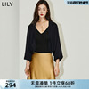 lily2024夏女装(夏女装)时尚，黑色针织外套，小披肩上衣连衣裙吊带外搭女