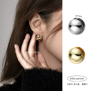耳钉女纯银925银针，设计感金色耳扣金球，气质耳环小众百搭银色耳饰