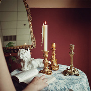 法式浪漫烛台欧式轻奢复古天使金色摆件美式银色餐桌蜡烛灯装饰品