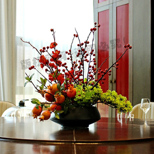 餐桌花摆件客厅欧式花瓶仿真花，套装假花绢花，家居玄关装饰品插花艺