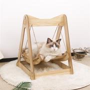 猫咪摇蓝床猫摇躺椅子木质秋千吊床，小宠物双层窝，夏季凉爽挂式床