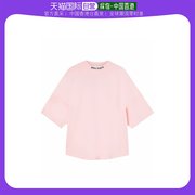 香港直邮palmangels女士淡粉色棉质宽松版短袖小高领t恤pwaa02