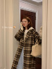 ovinsyang双面羊绒大衣女秋冬设计感小众复古格子西装外套中长款