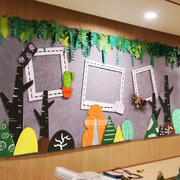 创意环创树森系森林，黑板区角墙面布置学校，教室主题装饰墙贴材料