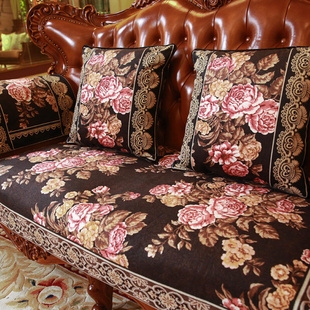 雅典娜厚沙发垫欧式高档奢华防滑布艺客厅坐垫套罩美式真皮沙发巾