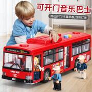 儿童公交车玩具公共巴士，宝宝益智2岁1-3大号，开门仿真汽车模型男孩
