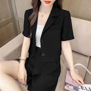黑色小西装外套夏季薄款外roe穿021韩版女时尚质气短款西2服