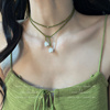 森系超仙水晶铃兰项链女复古绿色串珠小众，设计锁骨链温柔颈链吊坠