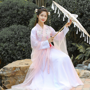 古装女仙女飘逸中国风套装，樱花超仙气汉服，表演古筝演出服装套装夏
