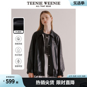 TeenieWeenie小熊美拉德穿搭pu皮外套宽松韩版时尚情侣款男女装