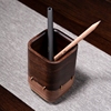 个性创意黑檀木笔筒轻奢复古实木工艺品中式书房办公桌面摆件